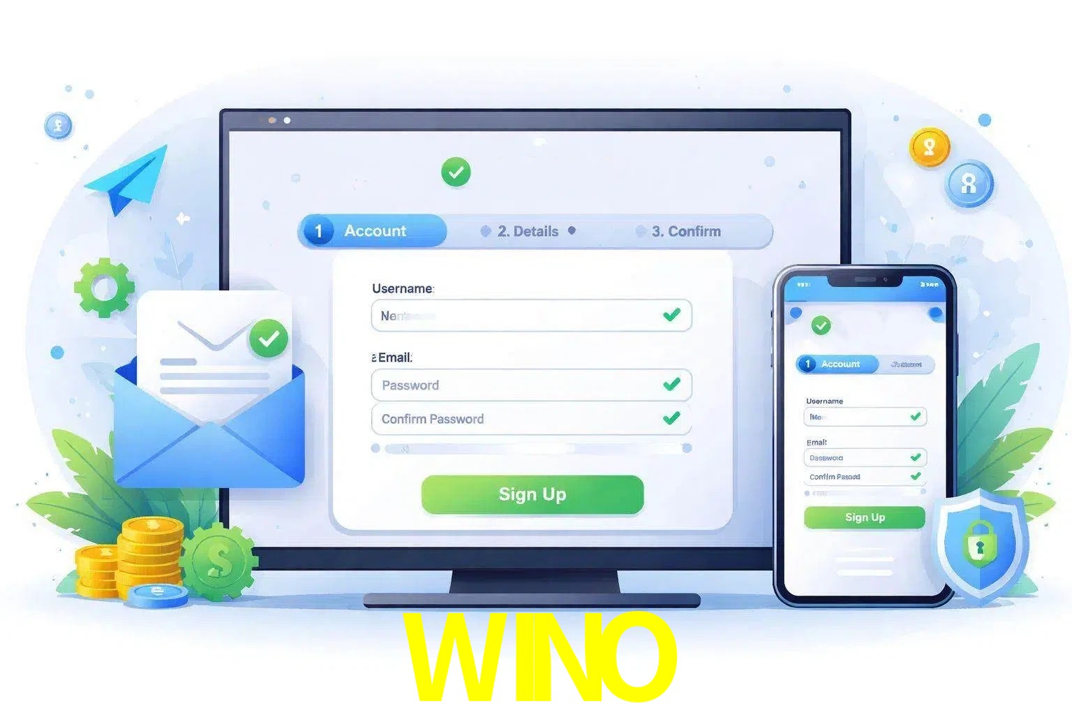 Registro de nuevo usuario y configuración de cuenta WINO